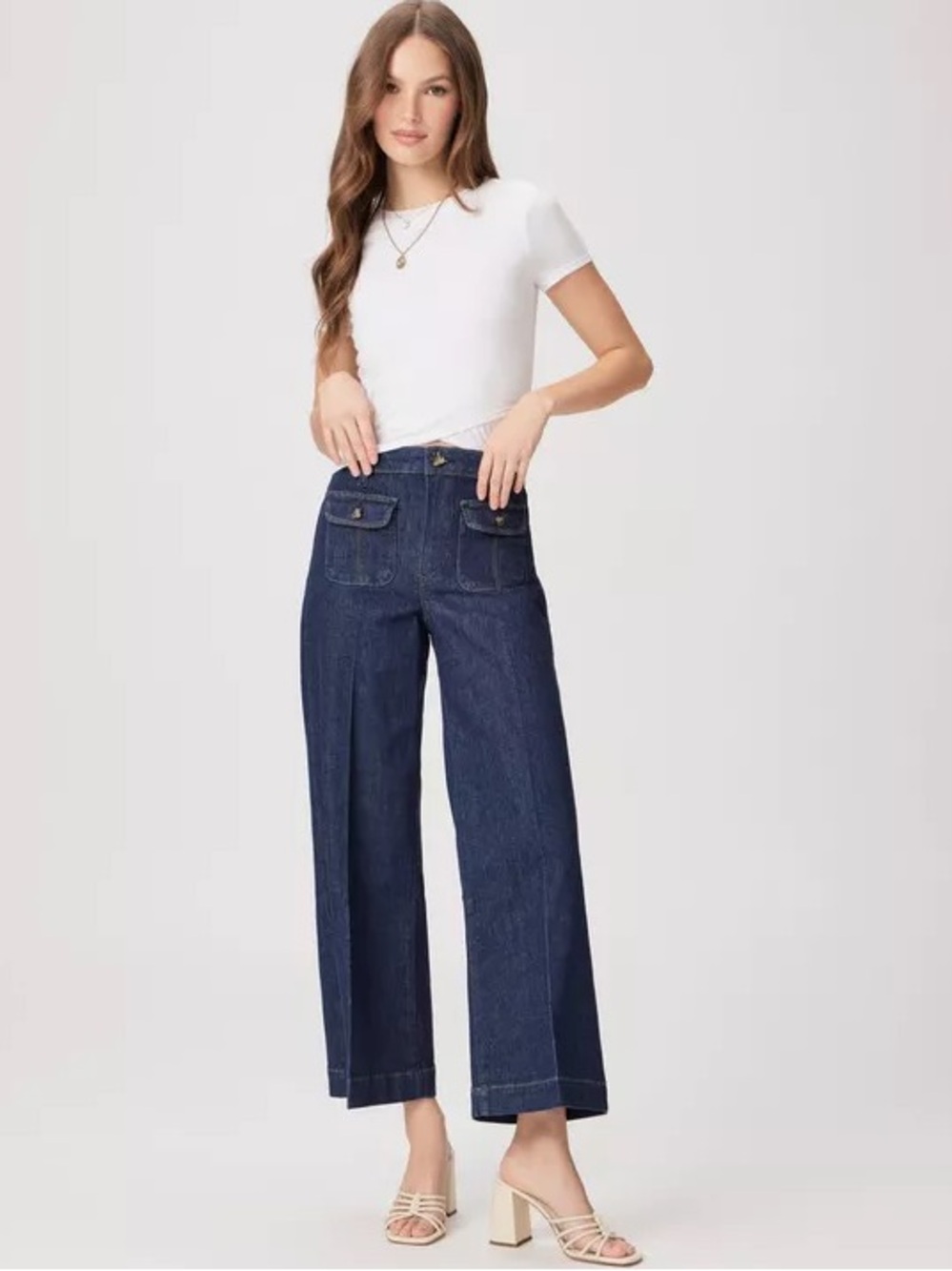 Paige Harper Ankle Wide Leg Jeans in Kinsley Wash— Size 30 (Read Description)